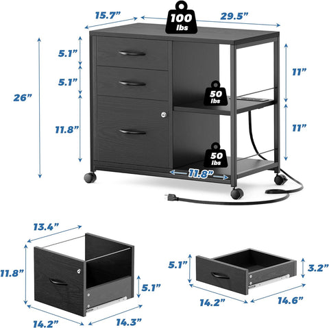 LULIVE Wood File Cabinet for Home Office