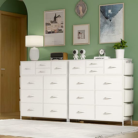 LULIVE 10 Drawer Dresser, Chest of Drawers for Bedroom with Side Pockets and Hooks