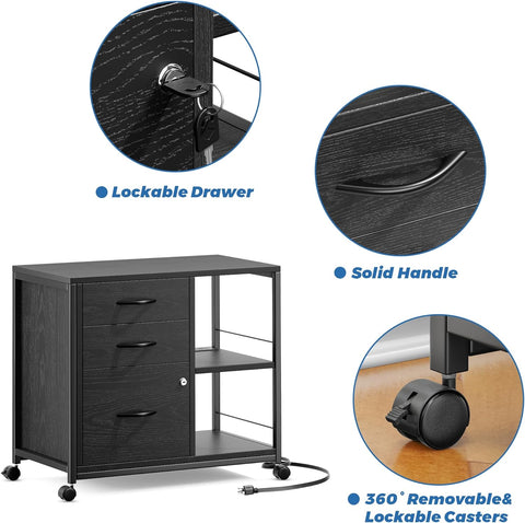LULIVE Wood File Cabinet for Home Office