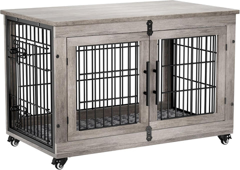 Lulive Large Dog Crate Furniture, 38'' Wooden Dog Crate End Table