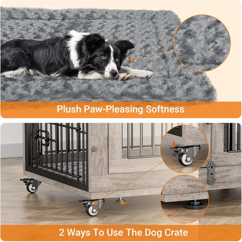 Lulive Large Dog Crate Furniture, 38'' Wooden Dog Crate End Table