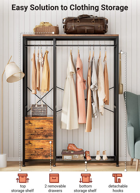 LULIVE Clothes Rack, Heavy Duty Garment Rack for Hanging Clothes