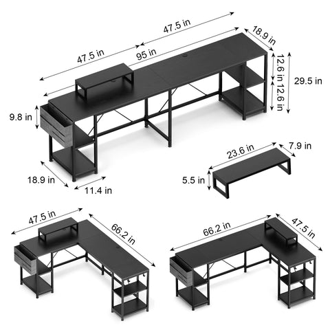 LULIVE L Shaped Desk, For Home Office Corner Desk,L Shaped Gaming Computer Desk