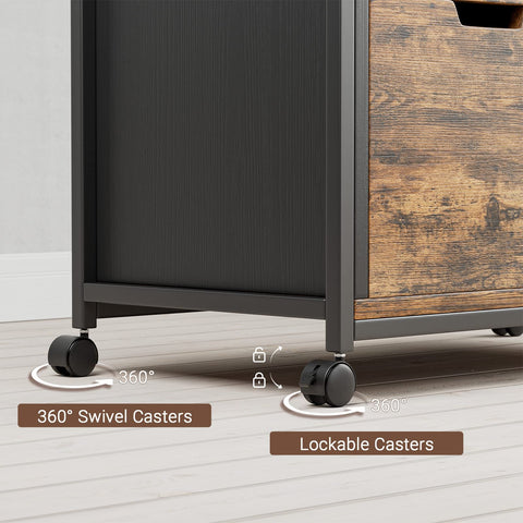 LULIVE Wood File Cabinet for Home Office, with Storage and Socket USB Charging Port fits A4 or Letter Size