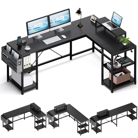 Versatile L-shaped desk with ample storage