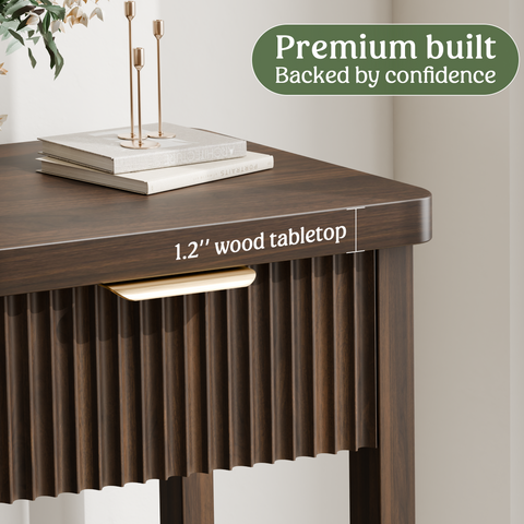 Lulive 51" Fluted Console Table for Entryway, Entryway Table with 3 Wooden Drawers, Farmhouse Behind Sofa Table for Living Room, Hallway, Couch, Foyer