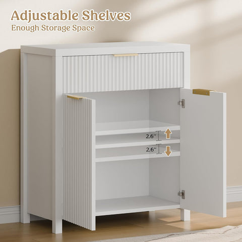 Lulive Fluted Buffet Cabinet for Kitchen, 28.3" Sideboard Cabinet White
