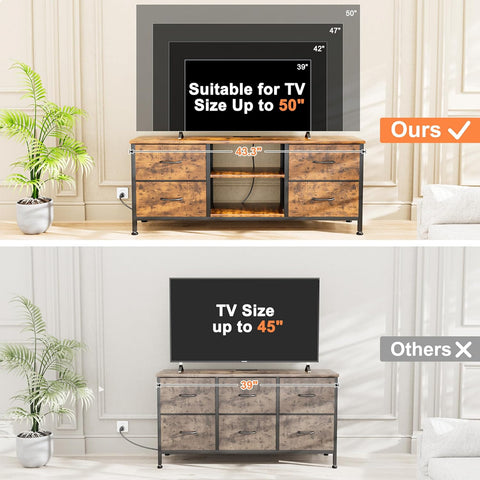 Lulive TV Stand Dresser for Bedroom, Entertainment Center with Power Outlet & Open Shelf