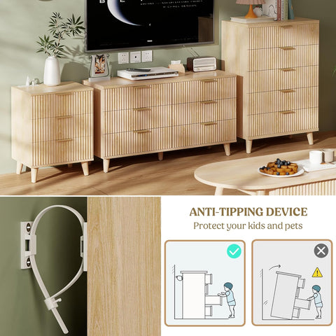 Lulive Dresser for Bedroom Wood Tall Dressers Drawers