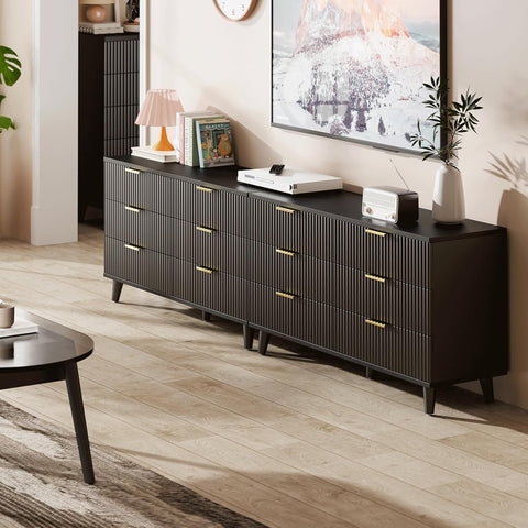 Lulive Dresser for Bedroom Wood Black Dressers Chest of Drawers