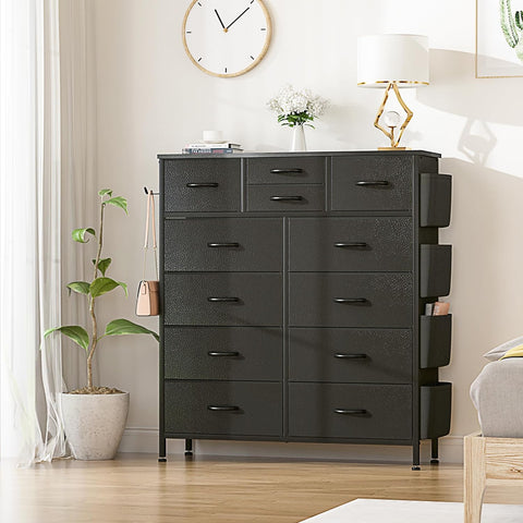 Lulive Dresser for Bedroom with 12 Drawers（Black）