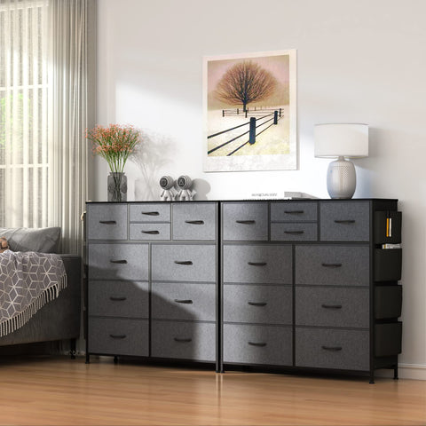 LULIVE 10 Drawer Dresser, Chest of Drawers for Bedroom with Side Pockets and Hooks