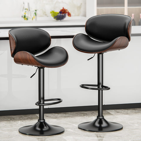 LULIVE Adjustable Swivel Bar Stools Set of 2, PU Leather Upholstered Counter Height Bar Stool