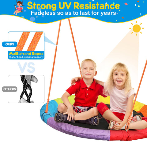 LULIVE Saucer Swing with Stand for Kids Outdoor, Safe Waterproof Round Swing