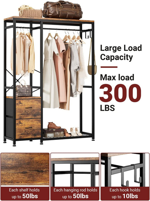 LULIVE Clothes Rack, Heavy Duty Garment Rack for Hanging Clothes